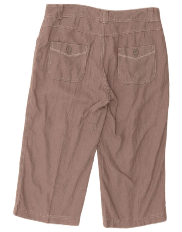 Marks & Spencer Pantalones Capri para Mujer Reino Unido 12 Grande W33 L19 Lino marrón