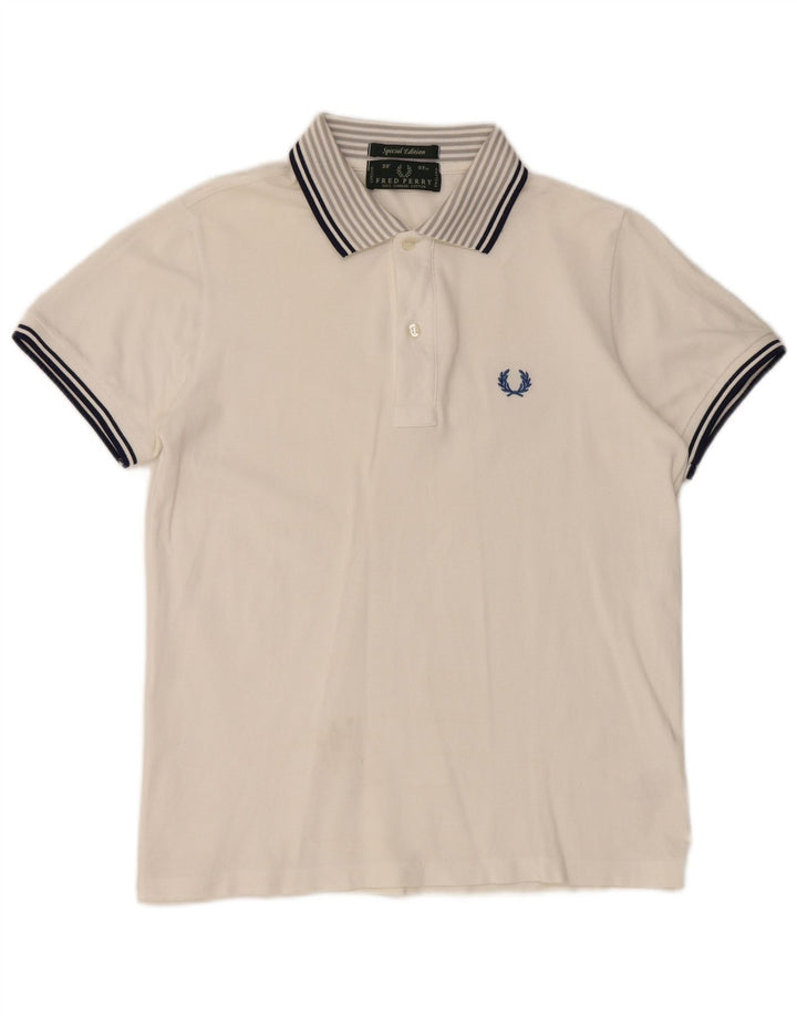FRED PERRY Polo de edición especial para hombre pequeño de algodón blanco