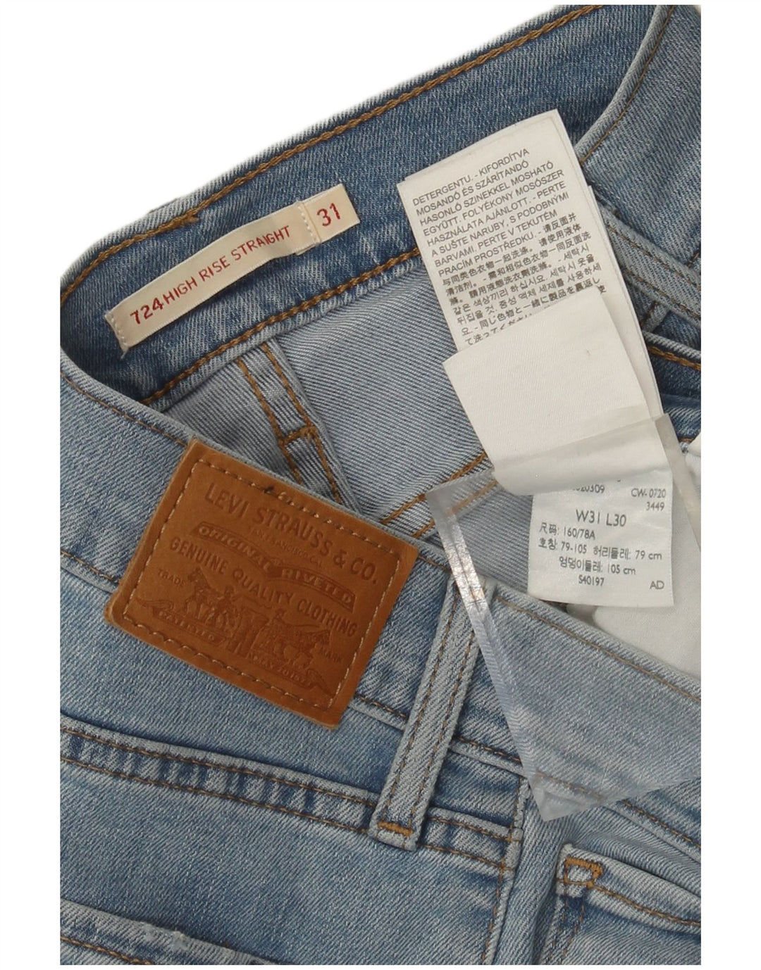 LEVI'S Jeans rectos de talle alto 724 para mujer W31 L30 Algodón azul