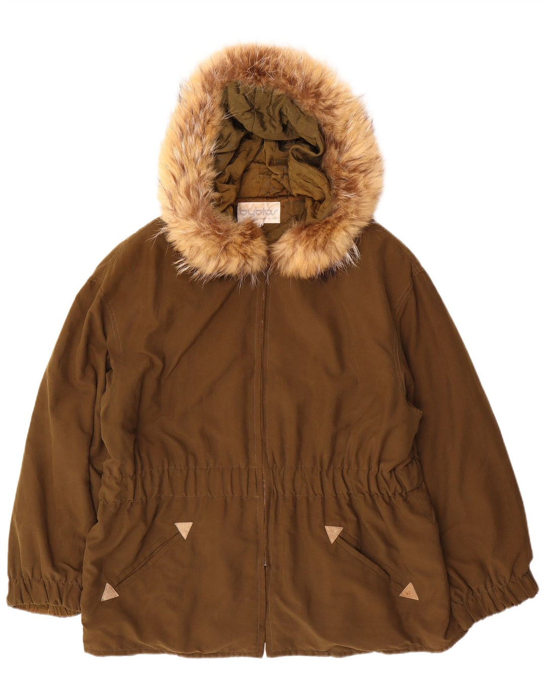 Byblos Parka extragrande con capucha para mujer IT 44 Poliéster caqui medio
