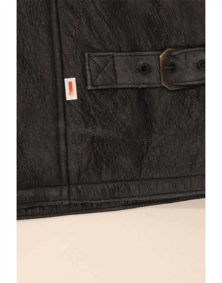 Ultsch Chaqueta de piel de oveja para hombre UK 42 XL Negro