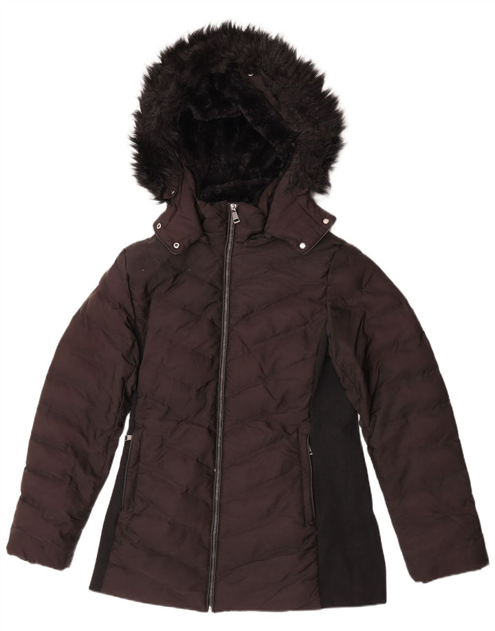 Zara Mujer Chaqueta Acolchada Con Capucha Reino Unido 44 Grande Negro