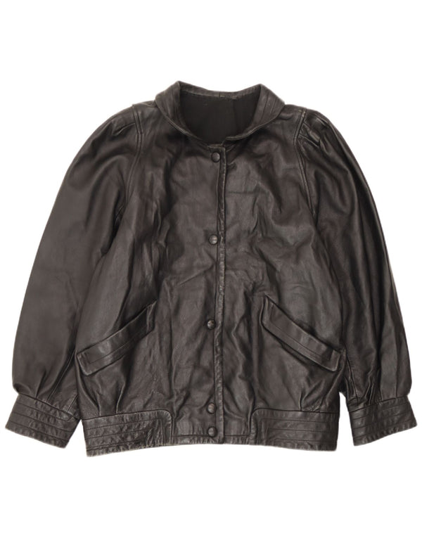 Vintage mujer chaqueta de cuero Reino Unido 14 grande negro