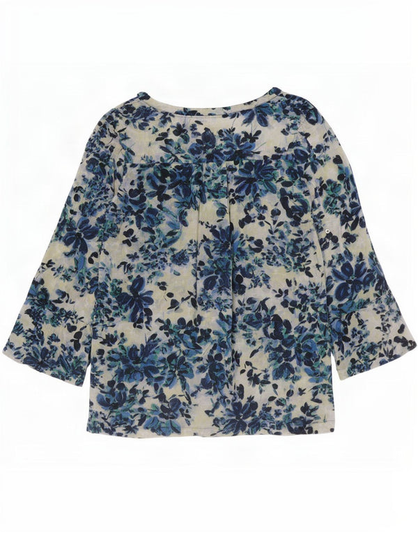Blusa de manga 3/4 para mujer de Fat Face UK 40 Small Blue Floral Cotton