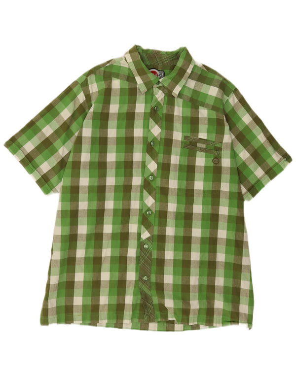 Camisa de manga corta para hombre Animal 2XL Algodón a cuadros verde