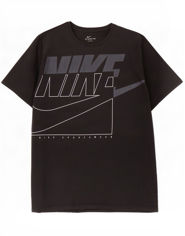 Nike Camiseta gráfica de corte atlético para hombre, talla grande, algodón negro