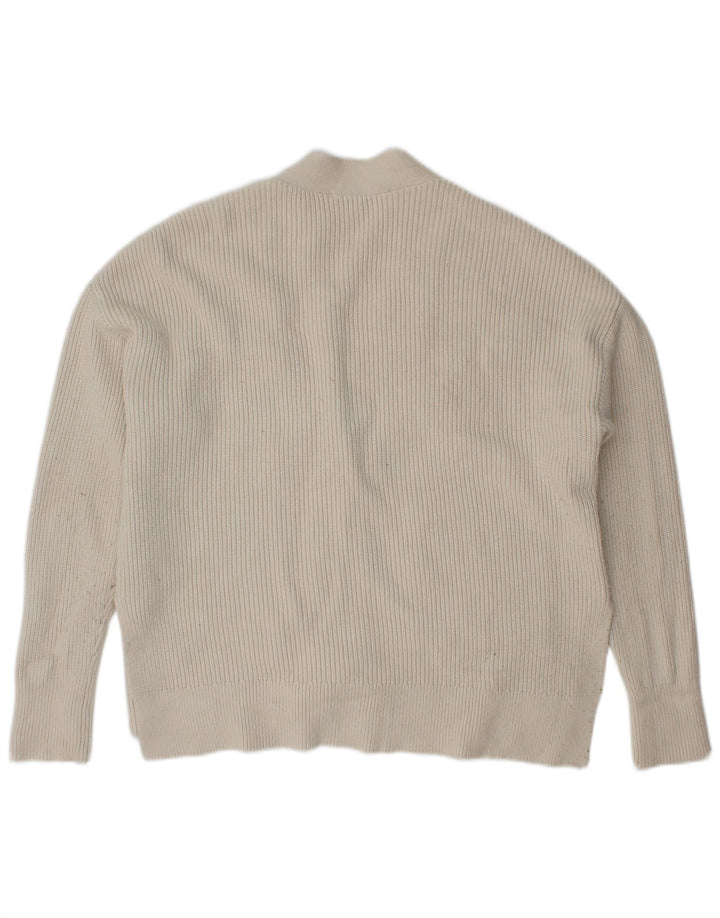 Zara Mujer Suéter Cárdigan Extragrande UK 10 Small Viscosa Blanca