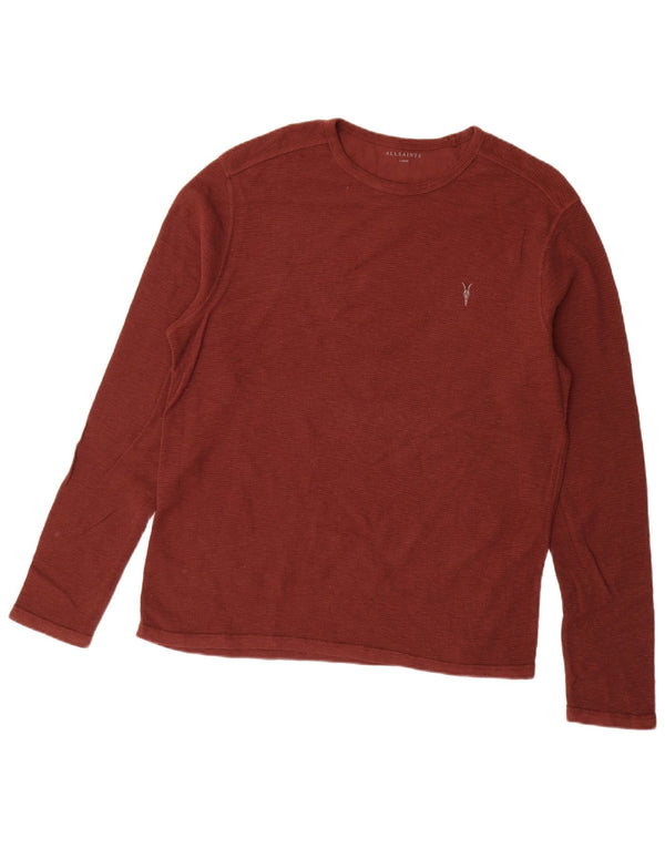 All Saints Camiseta para hombre de manga larga de algodón granate grande