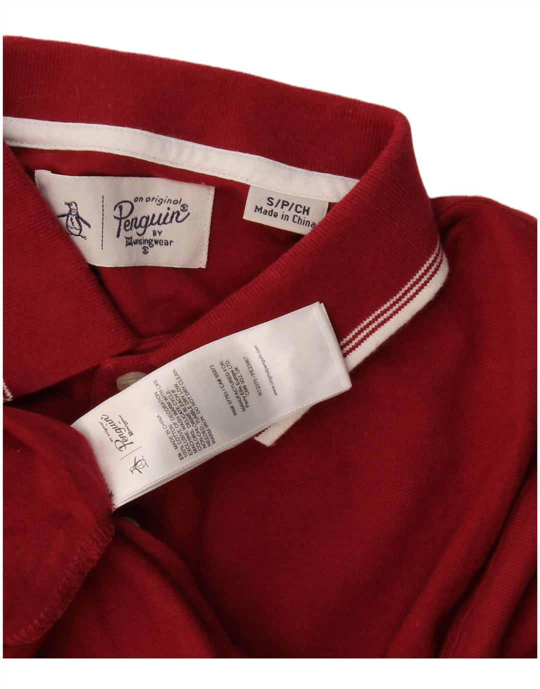 Polo Penguin para hombre pequeño de algodón burdeos
