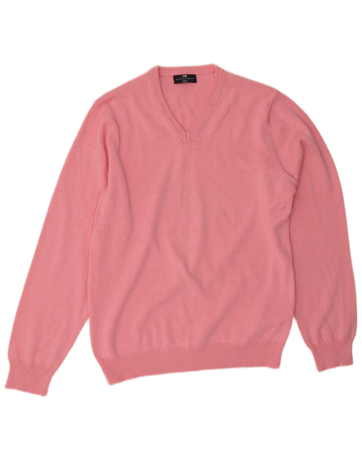 Marks & Spencer Jersey con Cuello en V para Hombre de algodón Rosa Medio