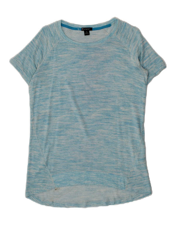 CHAMPION Womens T-Shirt Top UK 10 Small Blue Flecked Viscose