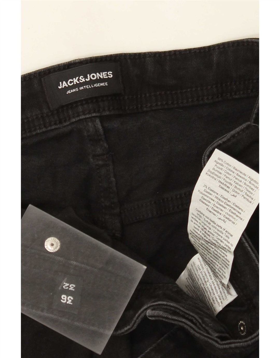 Jack & Jones Vaqueros ajustados para hombre W36 L32 Algodón negro
