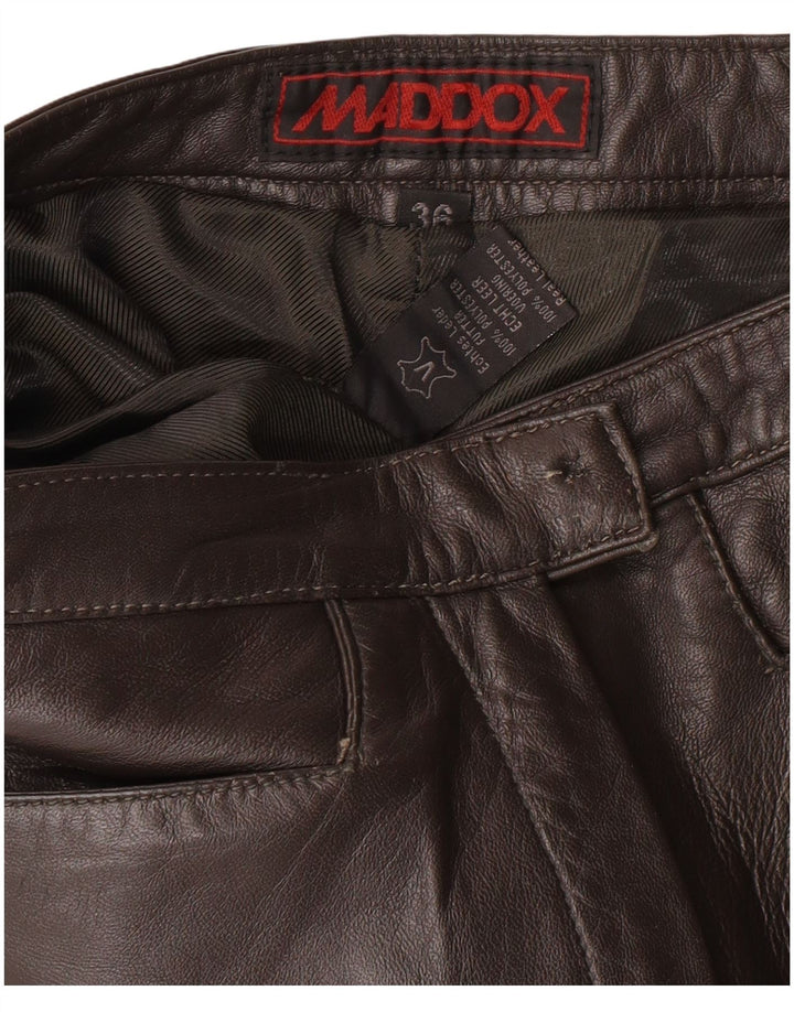 MADDOX Pantalones de cuero para mujer EU 36 Small W26 L32 Cuero marrón