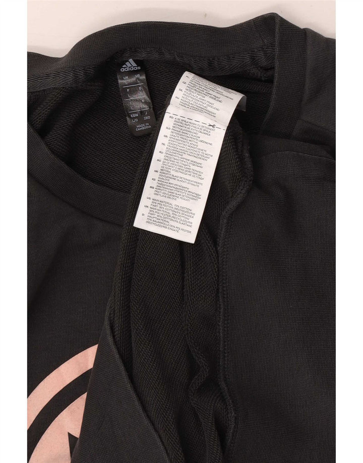 Adidas Hombre Graphic Regular Fit Sudadera Jumper Grande Gris Algodón