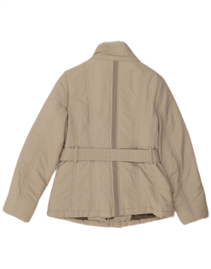 Zara Mujer Chaqueta Acolchada UK 12 Medio Algodón Beige