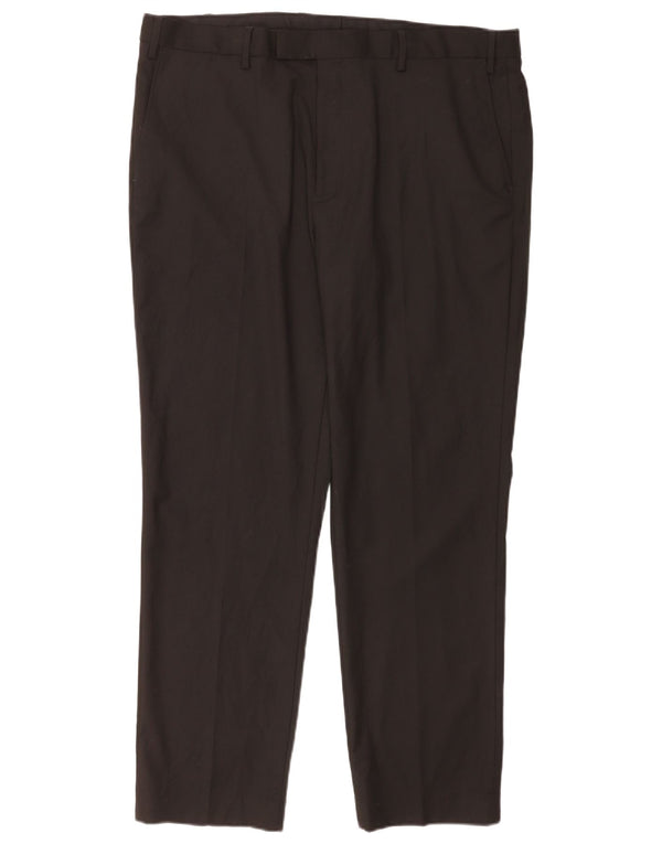 Marks & Spencer Pantalón de traje de corte regular para hombre W40 L31 Poliéster negro