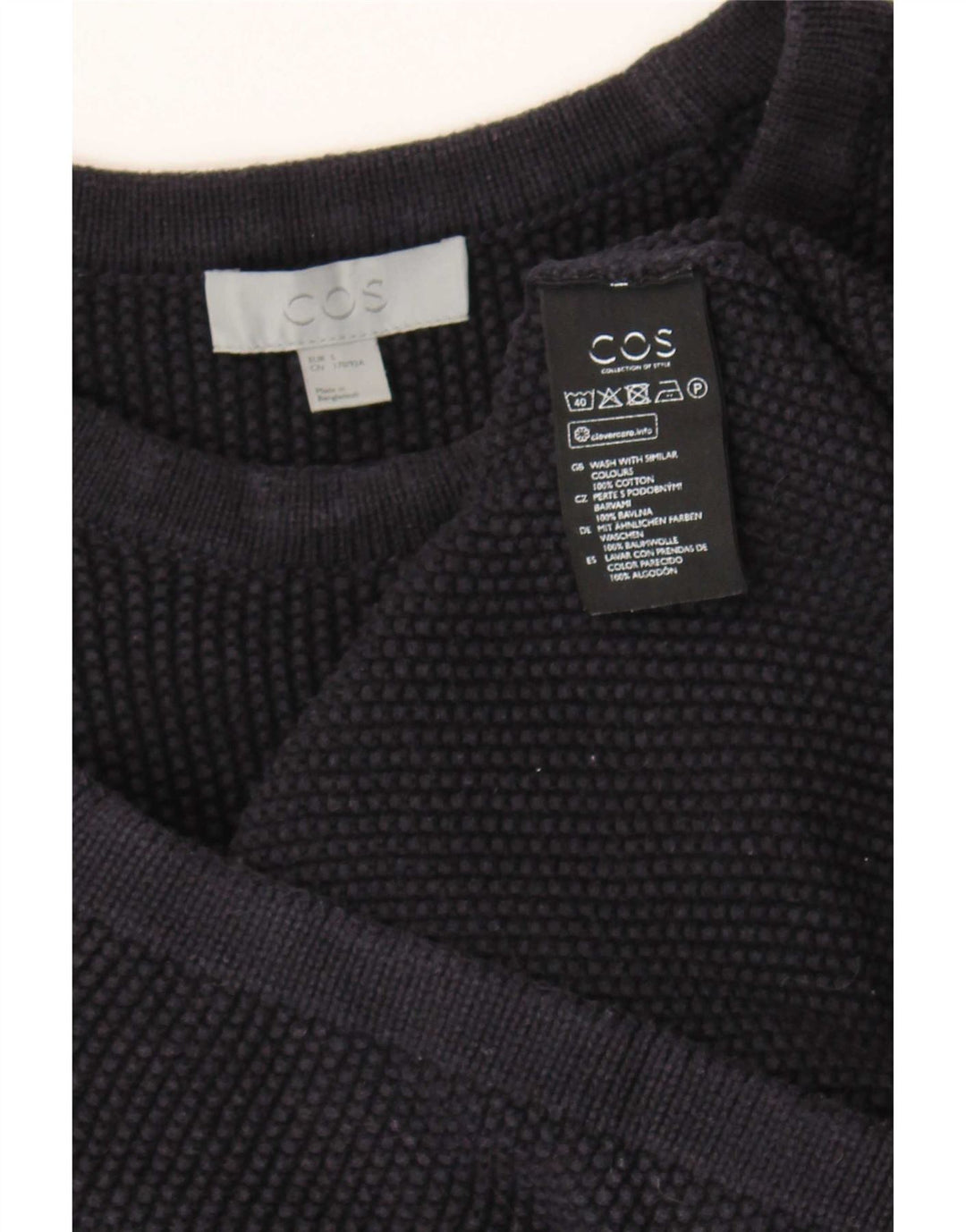 Cos - Jersey para hombre con cuello barco, talla pequeña, algodón azul marino