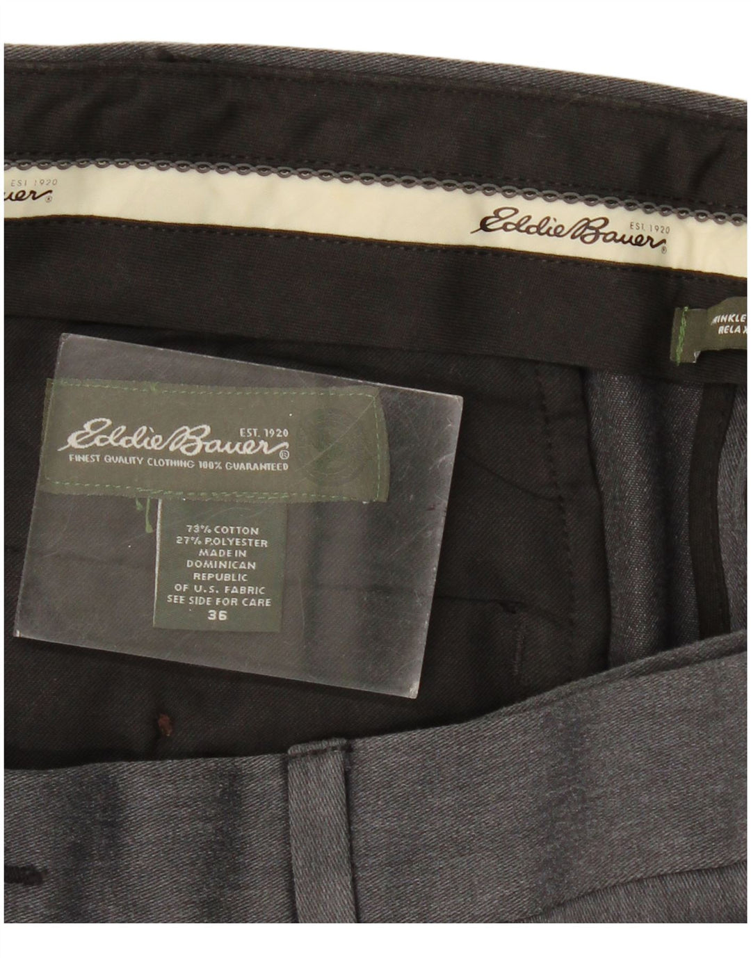 Eddie Bauer Pantalón chino con pinzas para hombre W36 L31 Gris clásico