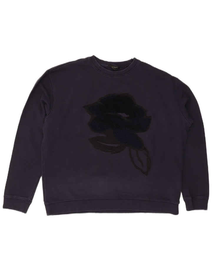 TED BAKER Sudadera extragrande para mujer talla 4 grande azul marino floral