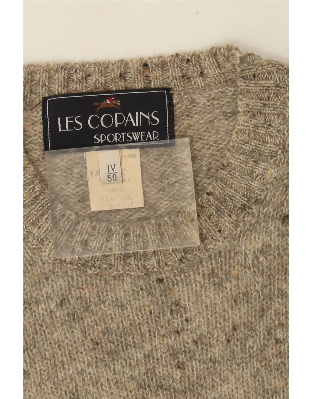 Jersey Hombre Les Copains Cuello Redondo IT 50 Lana Moteada Gris Medio