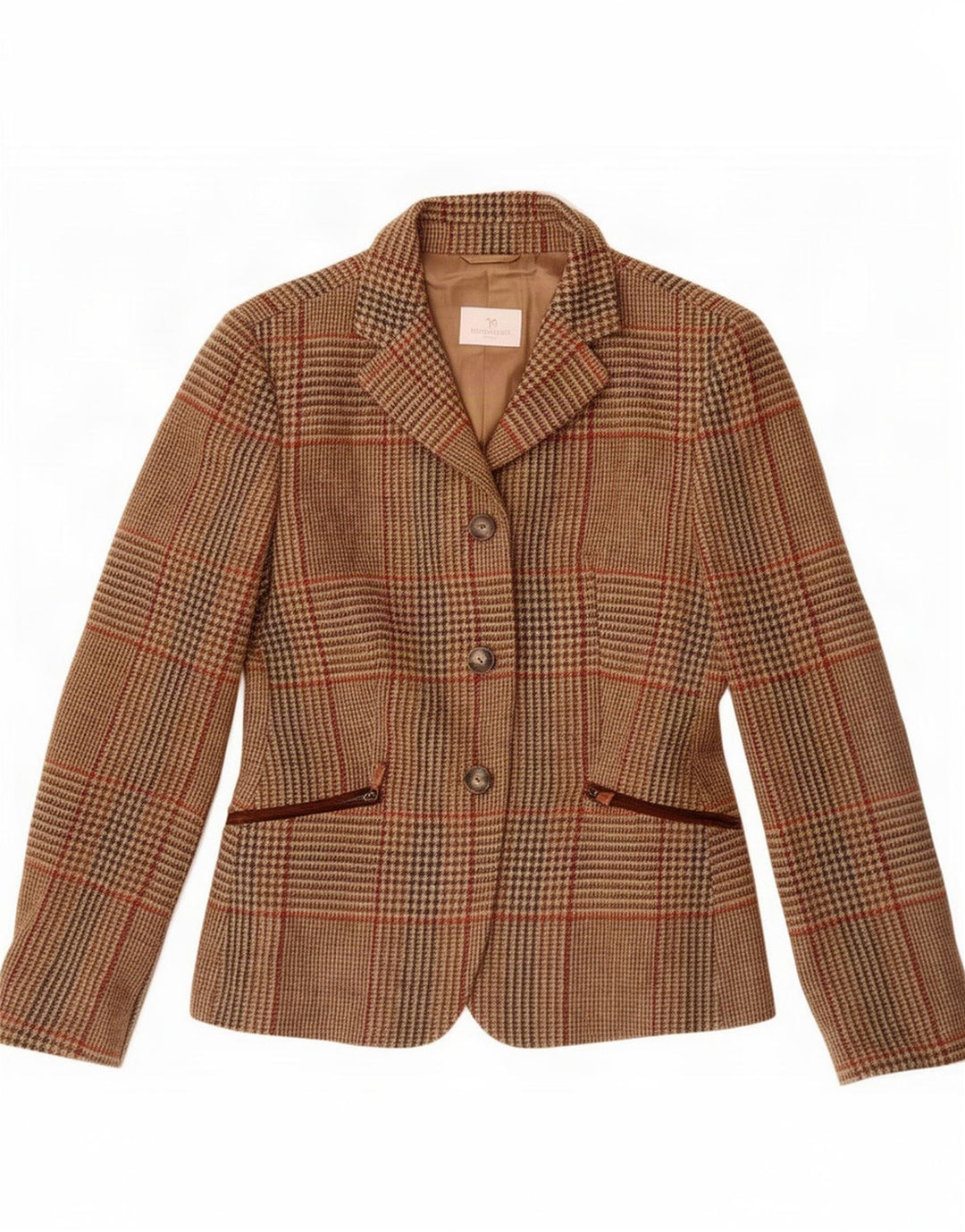 Norton Wilson Chaqueta tipo blazer de 3 botones para mujer IT 44 Cuadros marrón medio