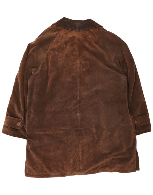 Vintage mujer oversized ante cortavientos abrigo Reino Unido 18 XL Marrón