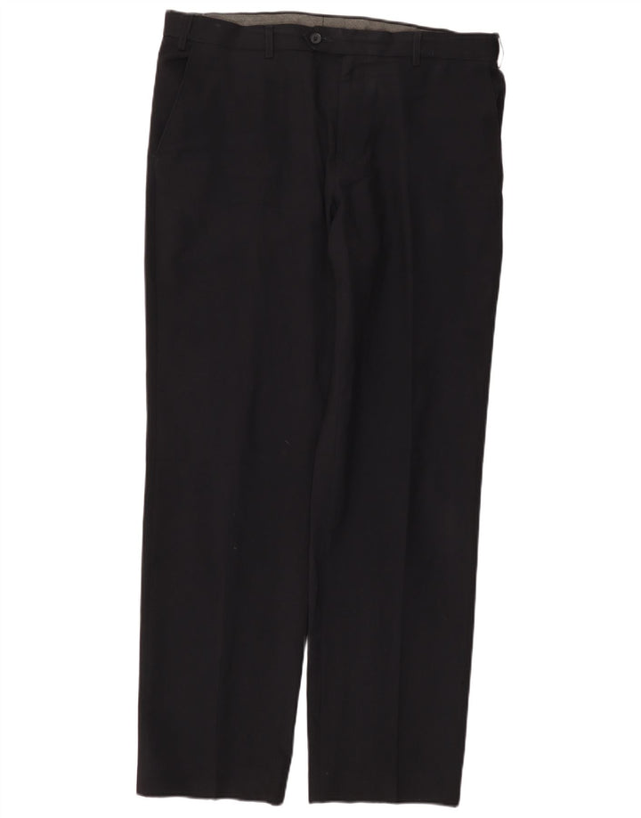 MARKS & SPENCER Pantalón de traje de corte regular para hombre W36 L33 Poliéster azul marino