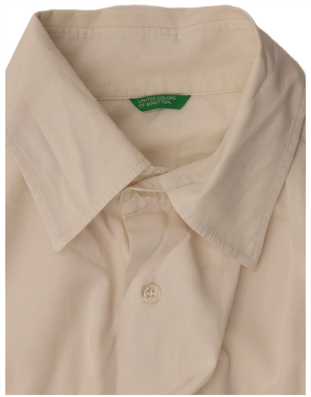 Benetton Camisa De Manga Corta Medium Blanco Roto Hombre