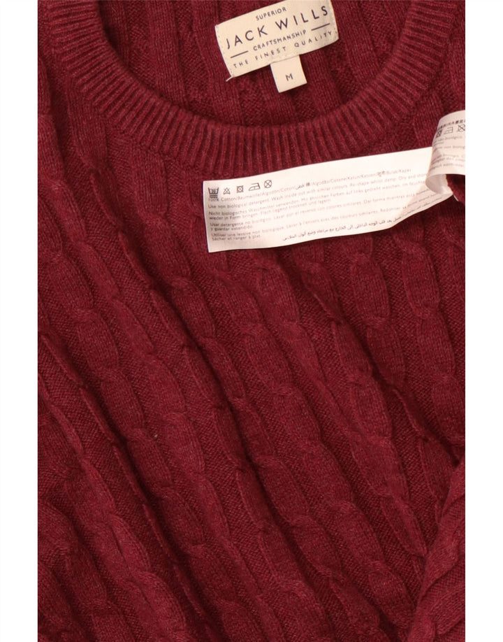 JACK WILLS Jersey de cuello redondo para hombre de algodón granate medio
