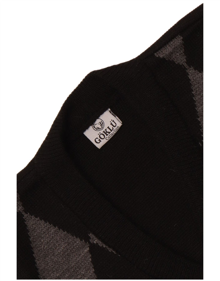 Vintage hombres chaleco tanque top pequeño negro Argyle/Diamond