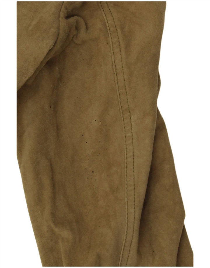 Aeronautica Militare Chaqueta de ante corta para mujer IT 42 Cuero caqui mediano