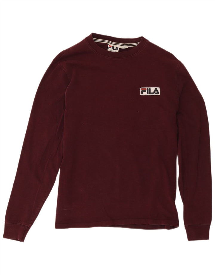 Fila Hombre Top Manga Larga Pequeño Algodón Borgoña