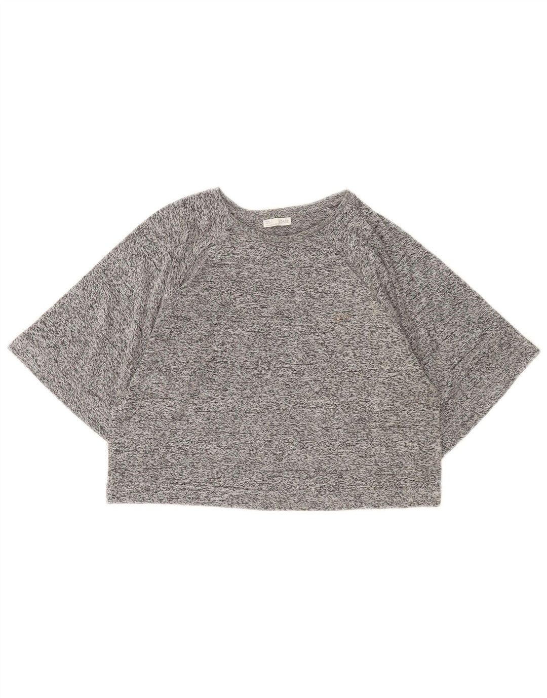 Zara Mujer Crop Camiseta Top UK 44 Gris Medio Moteado