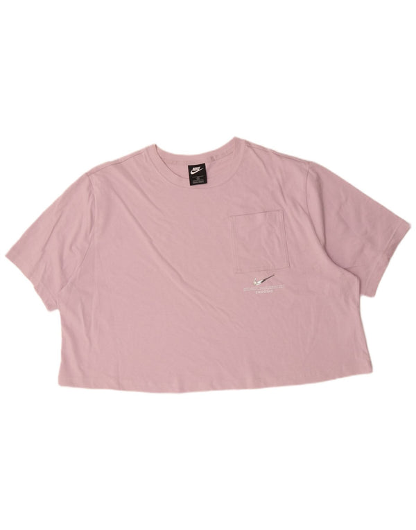 Nike Camiseta Swoosh Crop extragrande para mujer UK 22 3XL Algodón rosa