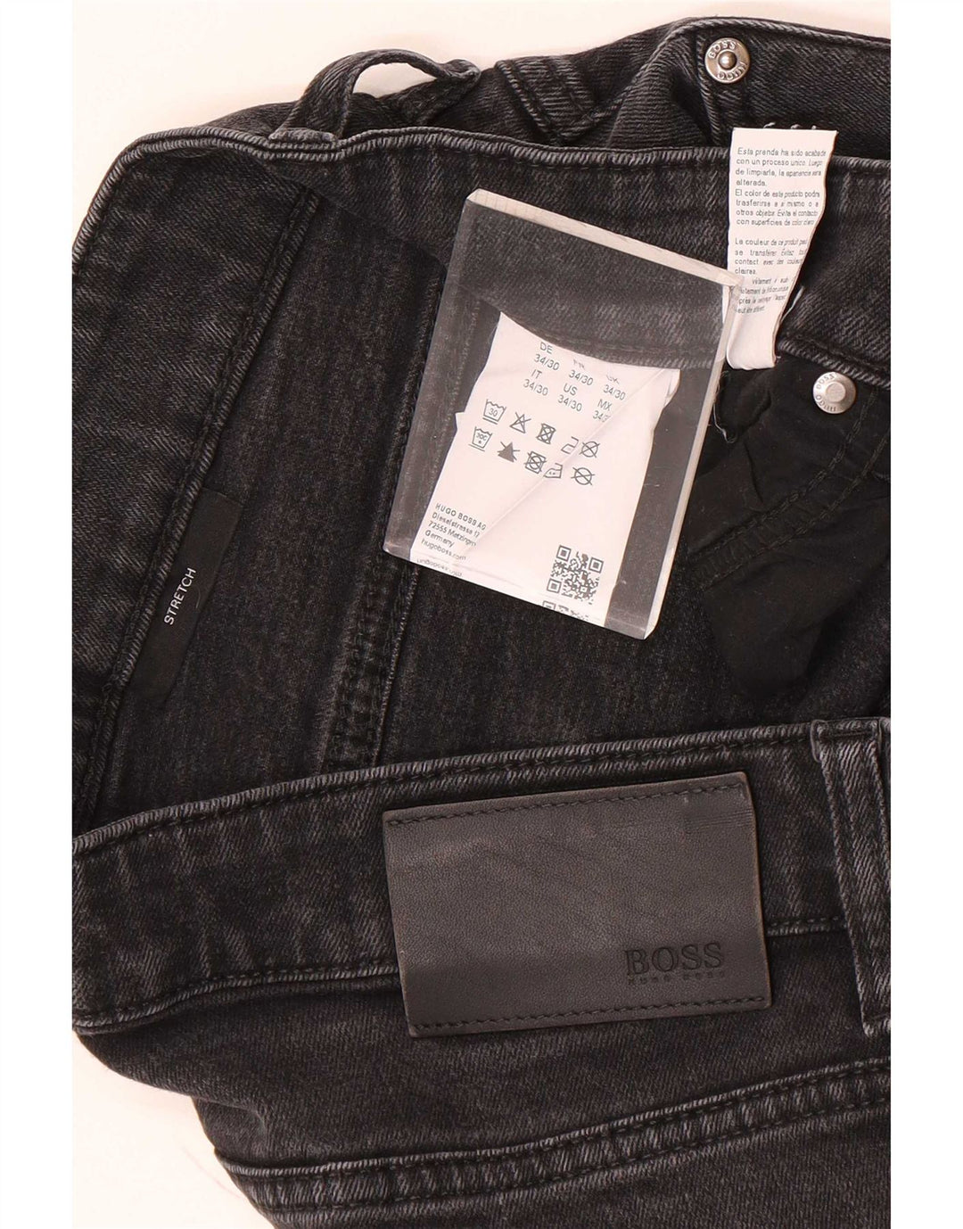 Hugo Boss Vaqueros rectos elásticos para hombre W34 L30 Algodón gris