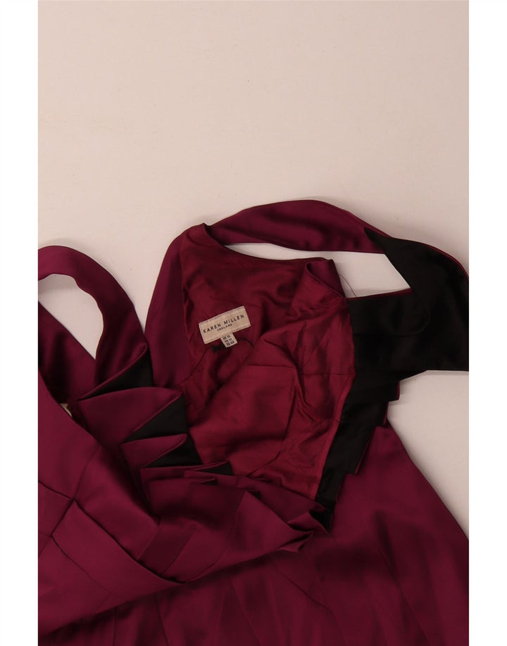 KAREN MILLEN Vestido ajustado sin mangas para mujer UK 46 Grande Acetato burdeos