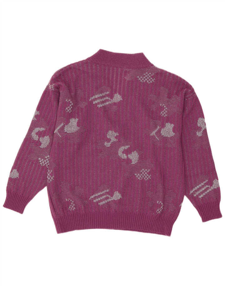Vintage mujer V-cuello jumper suéter IT 44 acrílico púrpura medio