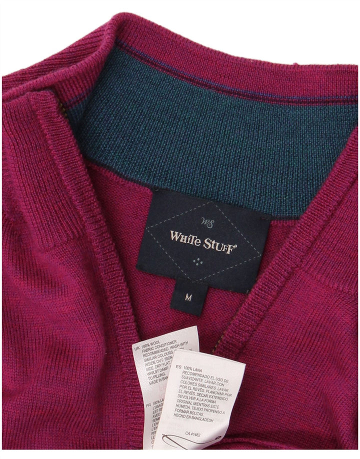 Jersey con cuello y cremallera para hombre de lana rosa medio de White Stuff