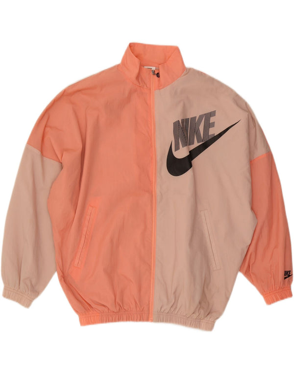 NIKE Womens Oversized Tracksuit Top Jacket UK 6 XS Pink Colourblock