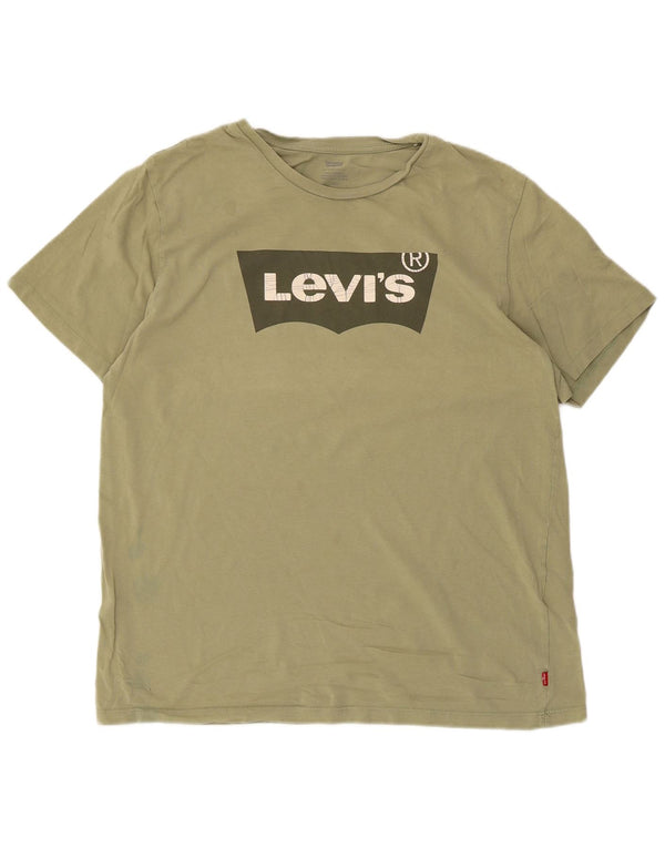 Levi's Camiseta gráfica para hombre Top grande de algodón caqui