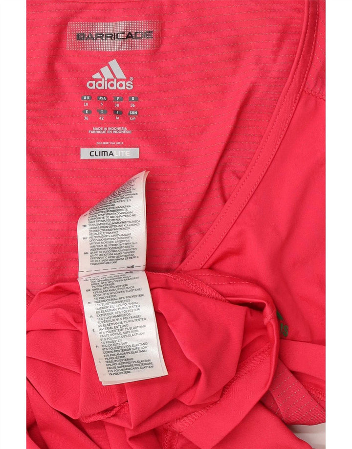 Adidas Mujer Climalite Camiseta Top UK 10 Pequeño Rojo Poliéster