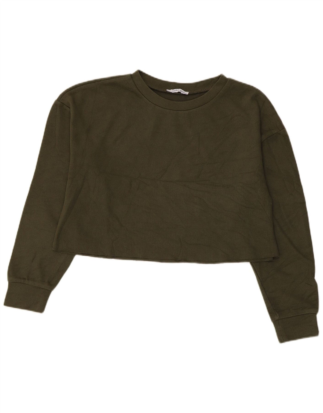 Zara Mujer Crop Oversize Sudadera Jumper UK 10 Small Caqui