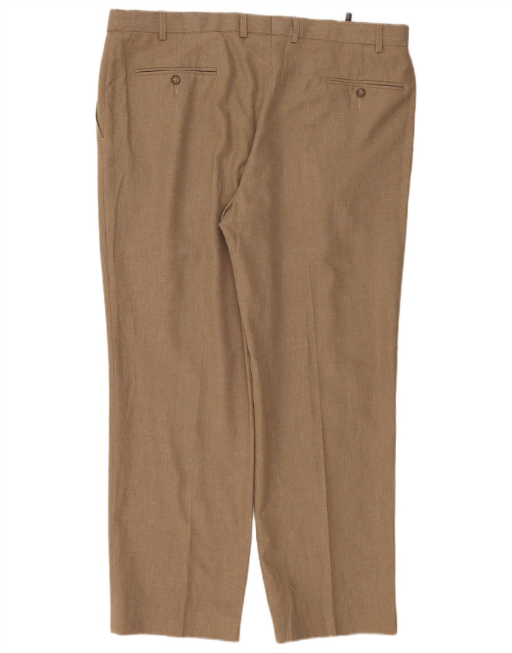 Marks & Spencer Pantalón de traje con pinzas para hombre W40 L29 Poliéster beige