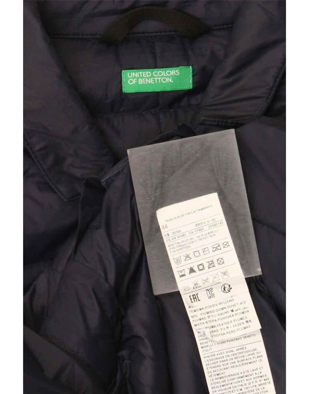 Benetton Chaqueta Acolchada Hombre IT 44 XS Poliamida Azul Marino