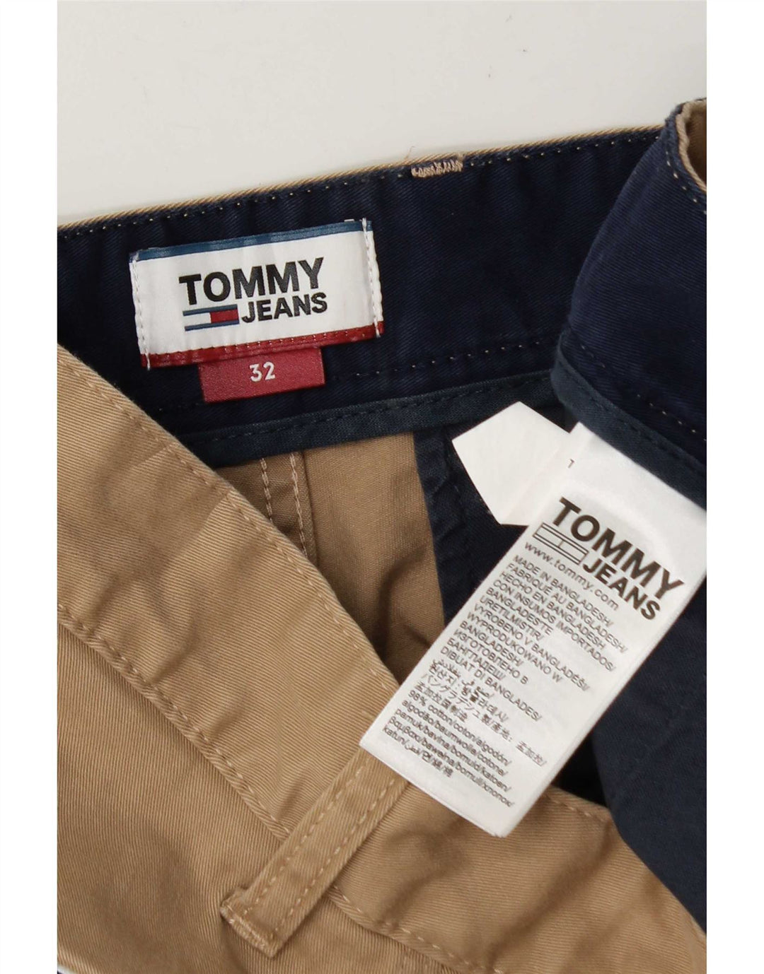 Tommy Hilfiger Pantalones cortos chinos para hombre W32 Algodón beige medio