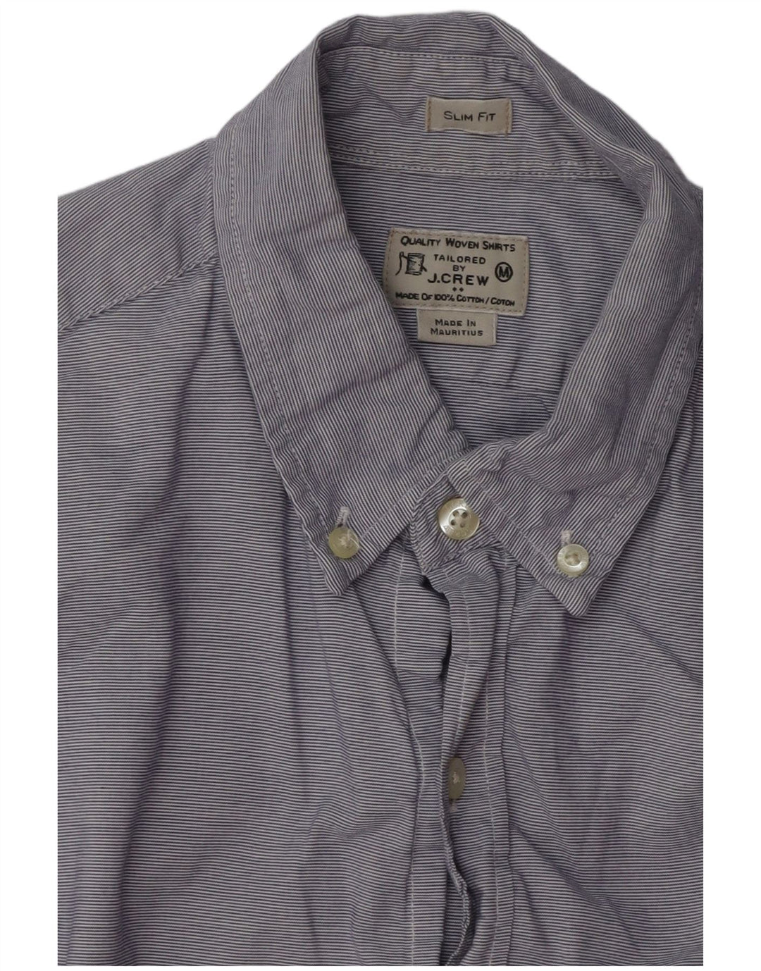 J. CREW Camisa ajustada a medida para hombre de algodón a rayas azul medio