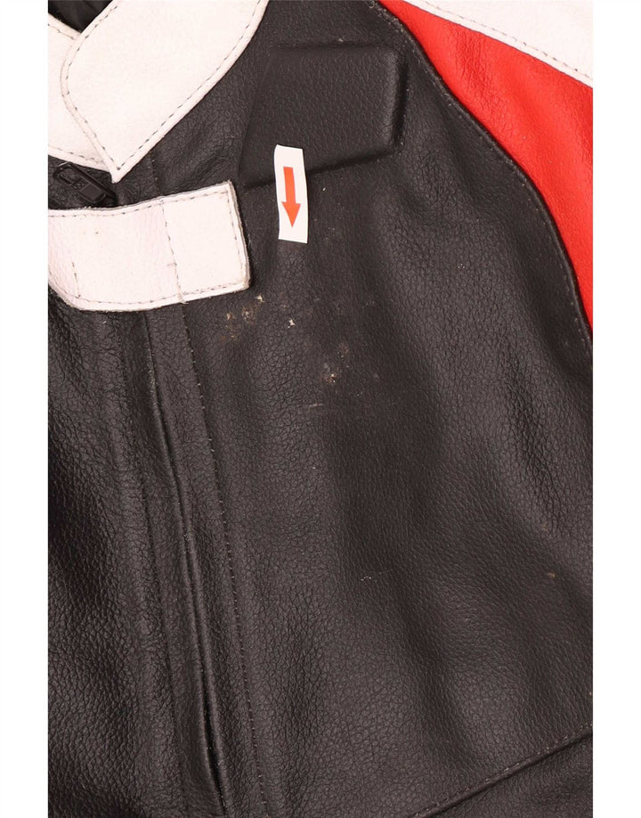 BMW Chaqueta de cuero para hombre UK 42 XL Bloque de color multicolor
