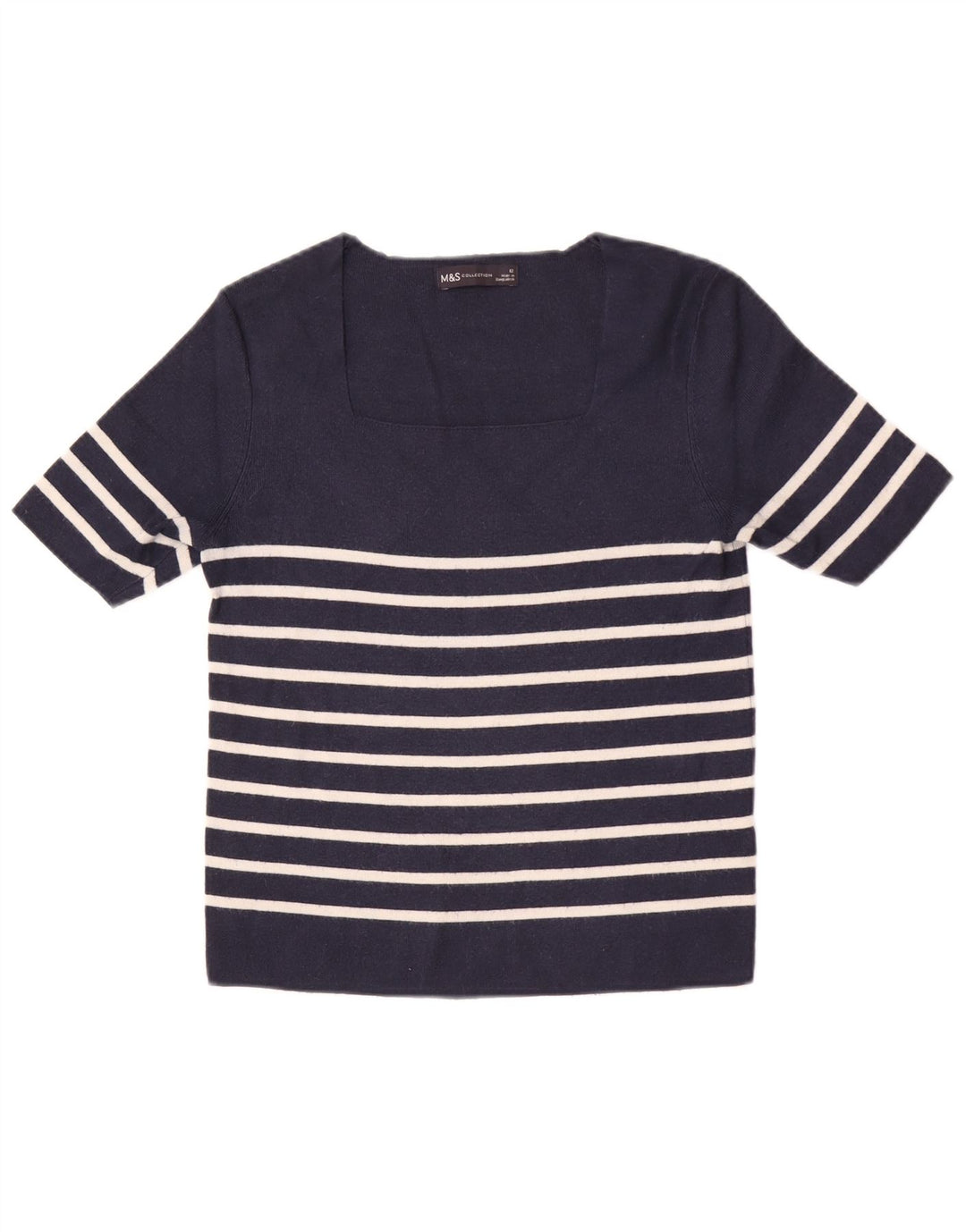 Marks & Spencer Top corto para mujer UK 42 Viscosa a rayas azul marino mediano
