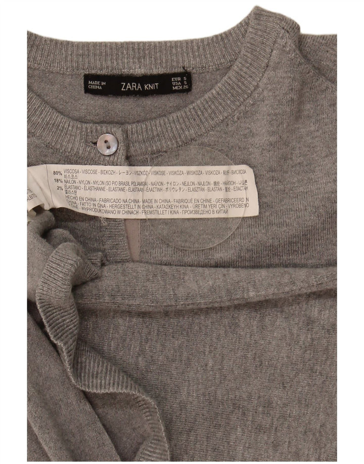 Zara Mujer Cárdigan Suéter UK 10 Small Gris Viscosa