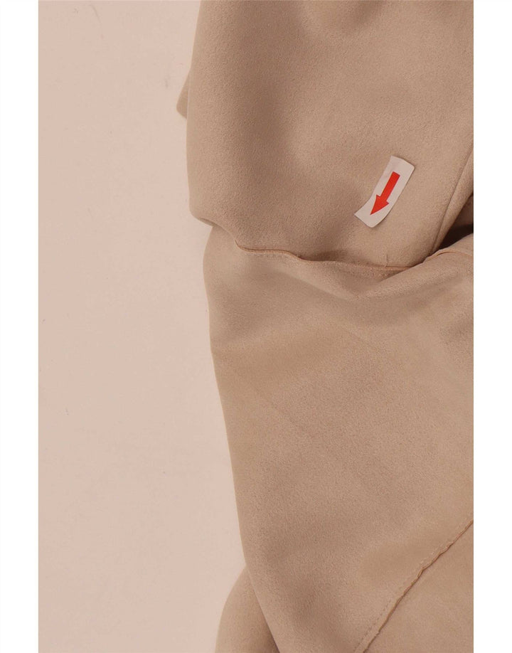 Zara Chaqueta tipo blazer abierta con manga 3/4 para mujer, Reino Unido 44, rayas beige medianas